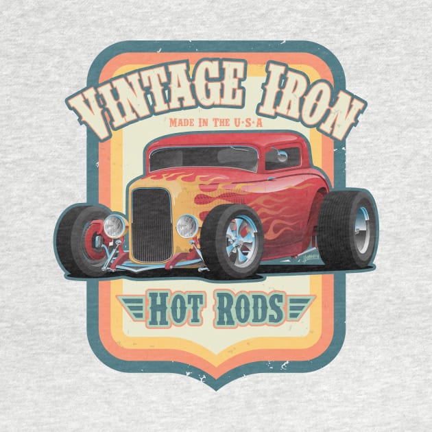 Vintage Iron Hot Rods Retro Style Automotive Art Illustration by hobrath